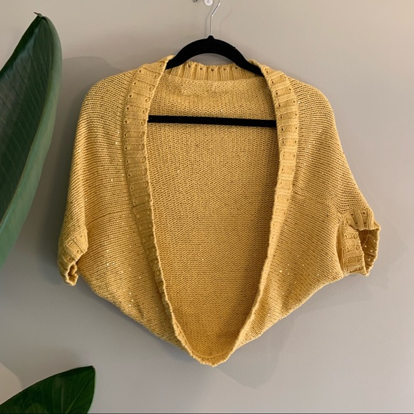Yellow Sweater Shrug Open Spring Sweater Cardigan - Picture 1 of 5